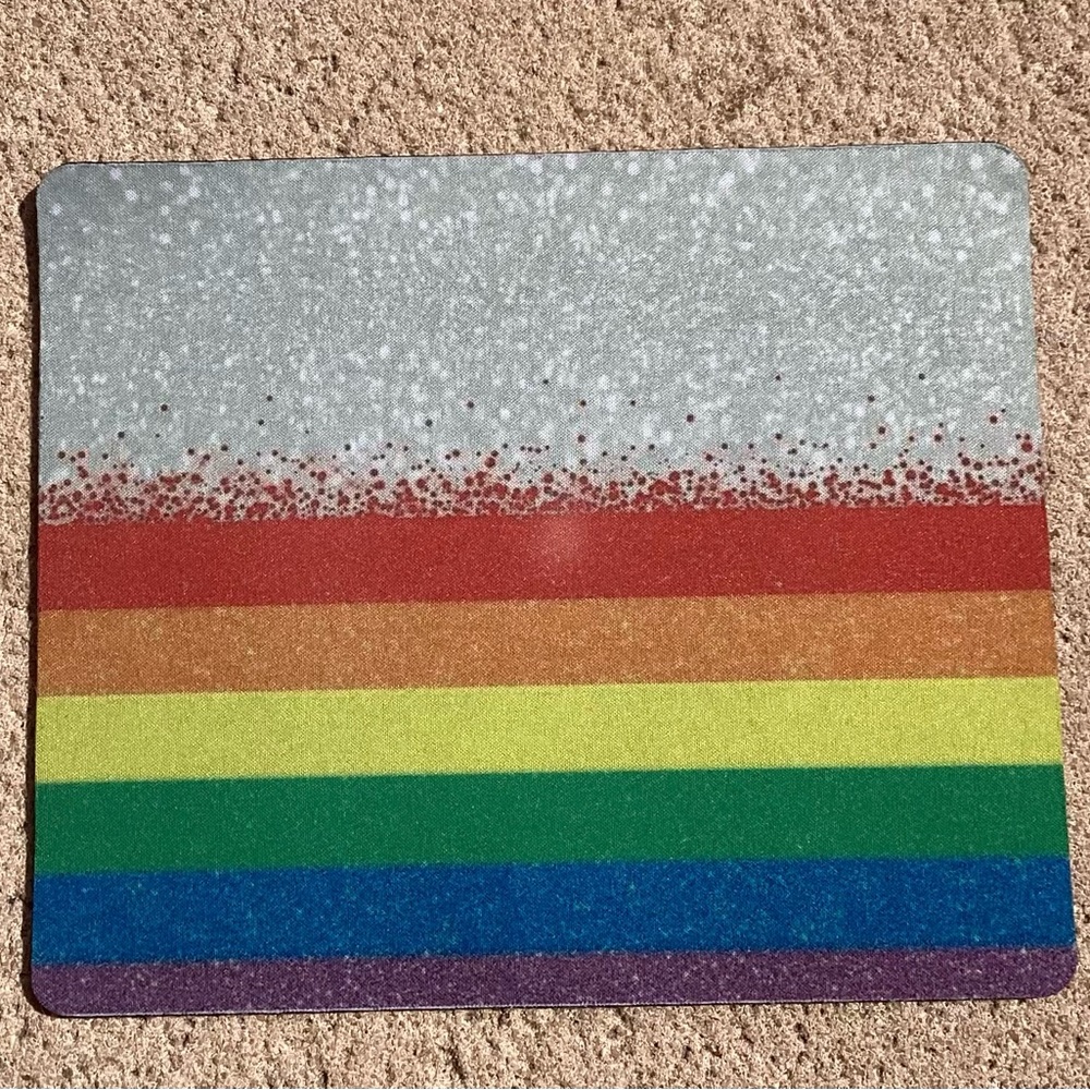 Rainbow Glitter Mouse Pad